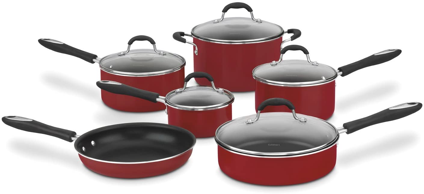 Cuisinart Advantage Nonstick 11-Piece Cookware Set, Red