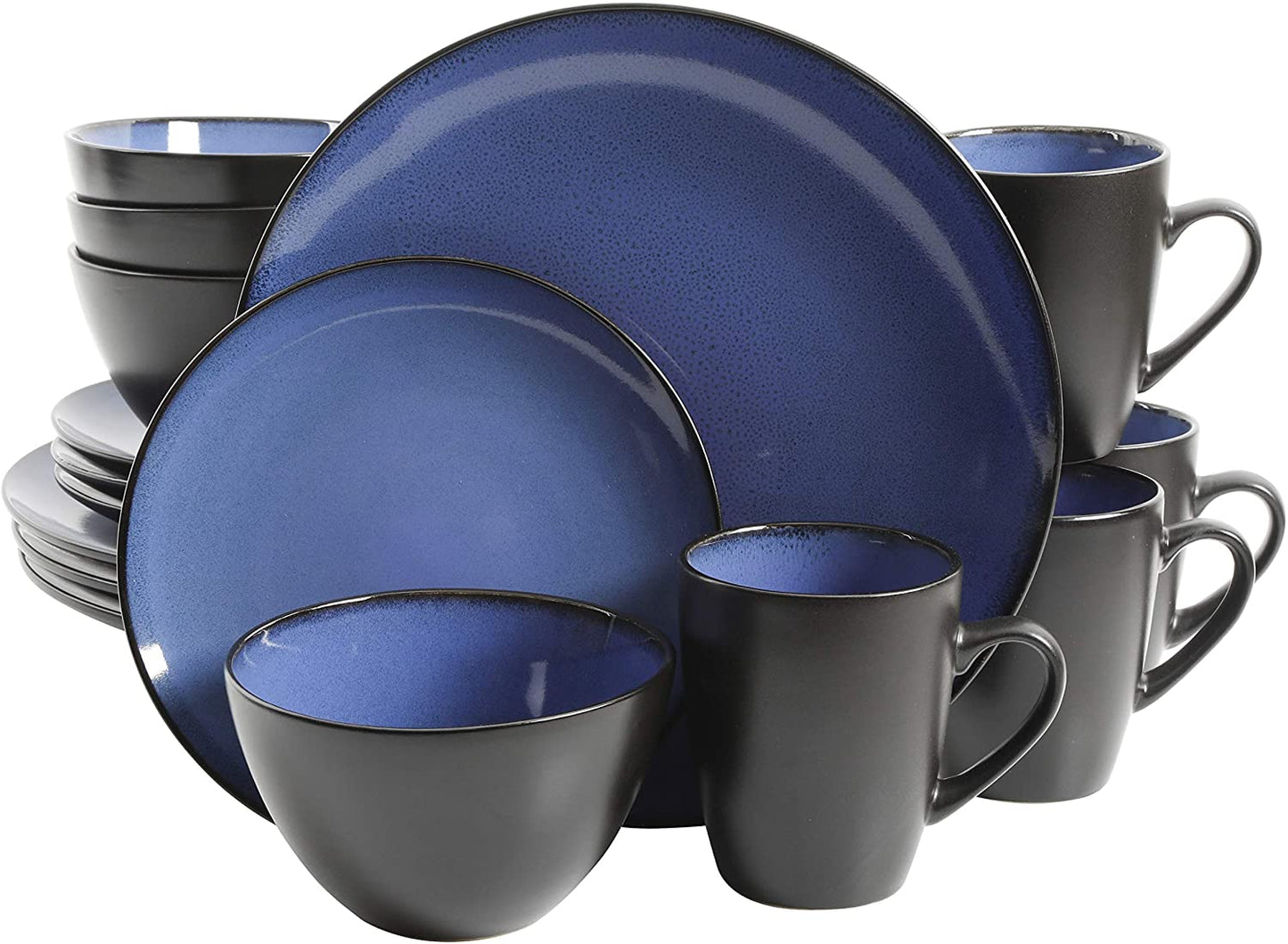 AA Gibson Soho Lounge Round Reactive Glaze Stoneware Dinnerware Set, Service for 4